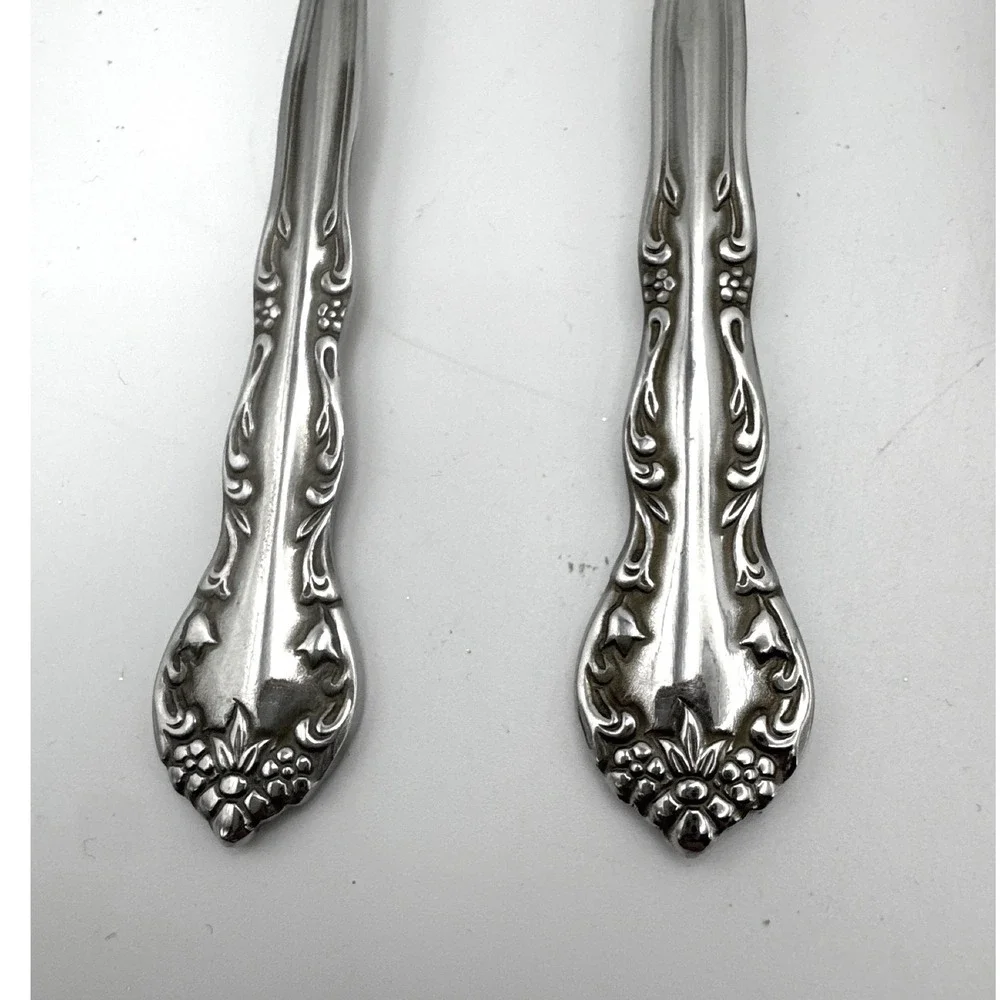 Pfaltzgraff Remembrance Stainless Steel Salad Forks Set of 8 Floral Glossy 6.5